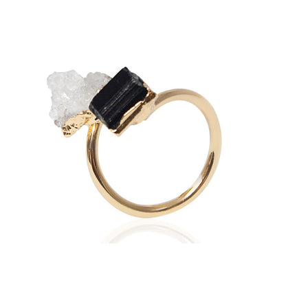 Crystal Cluster Dual-Head Open Ring